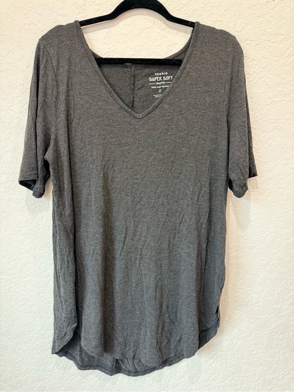 Torrid Super Soft V-Neck T-Shirt - Gray